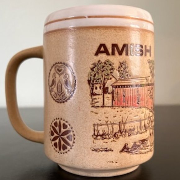 Otagiri AMISH COUNTRY Vintage Stoneware  Mug ~ Covered Bridge ~ Quilts - Picture 1 of 6